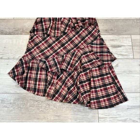 Easel red and gray plaid ruffled skirt size M - Picture 4 of 11